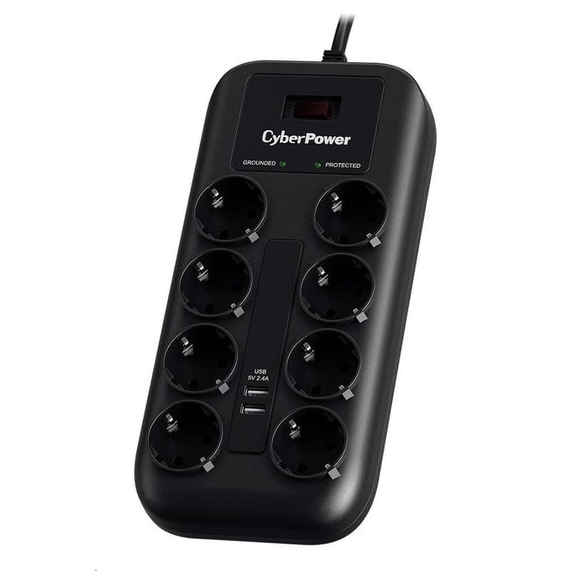 CyberPower Surge Buster™ 8 zásuviek, 2xUSB, 1.8m, German, New 1
