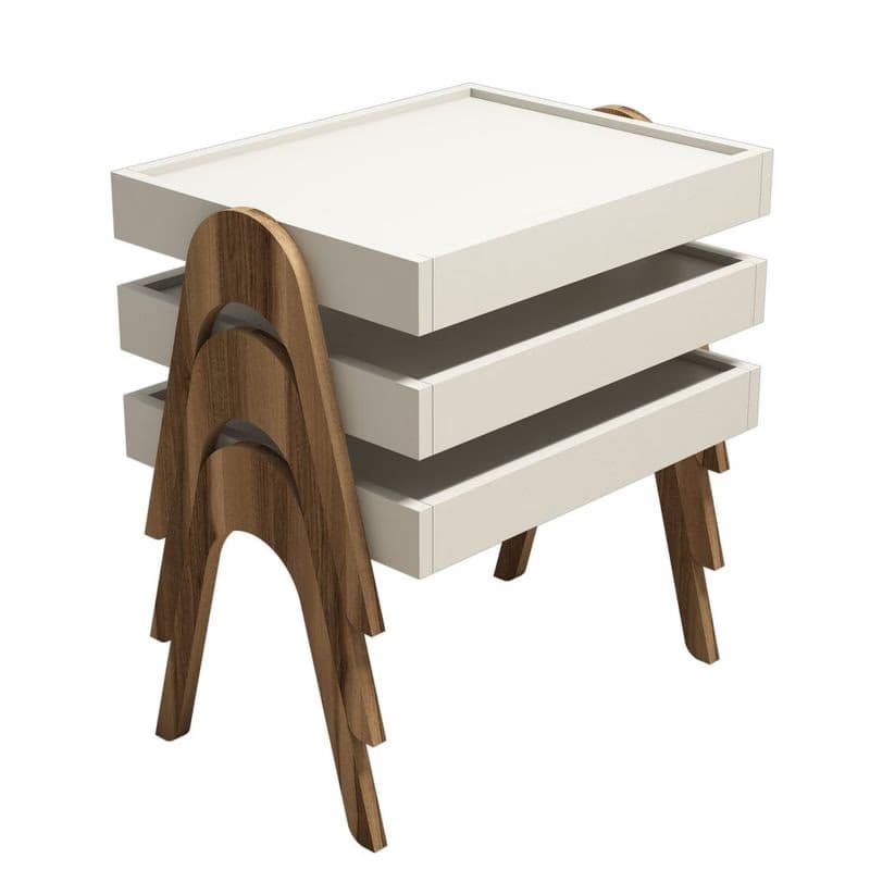 Sada odkladacích stolíkov (3 kusy) Roma - Walnut, Cream 2