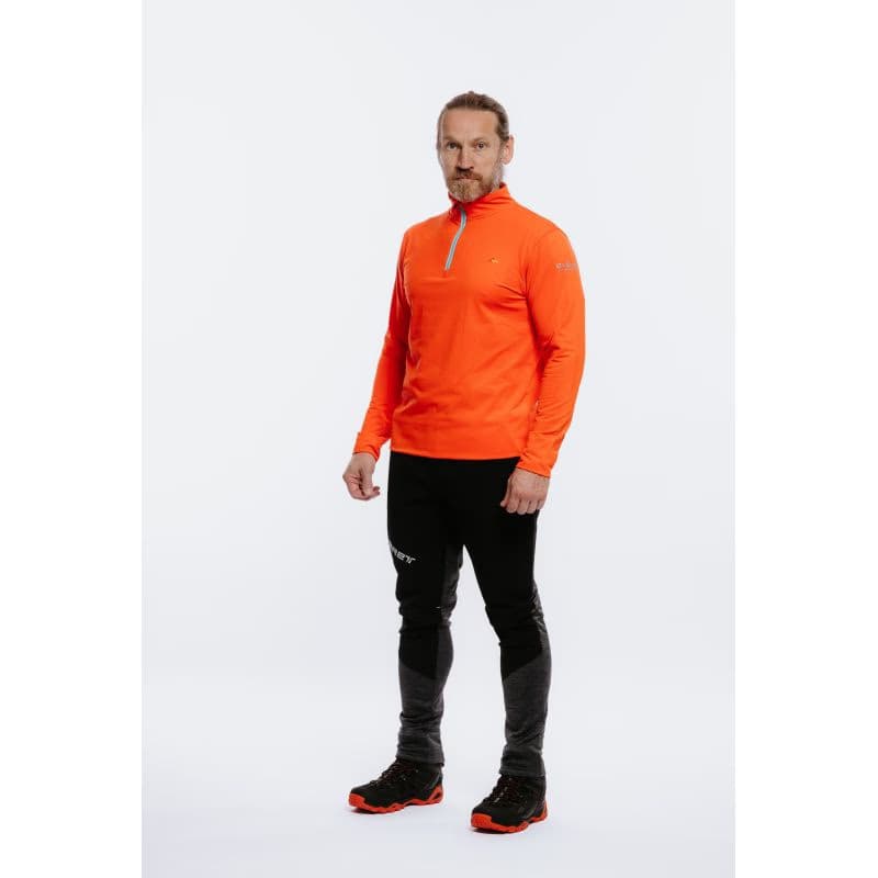 Pánske turistické tričko s dlhým rukávom EVERETT TEECO ZIP red melange 3