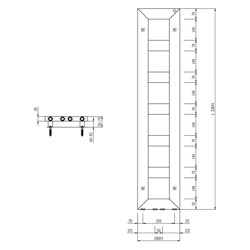 SAPHO - BLOCK vykurovacie teleso 280x1330 čierna matná IR181 4