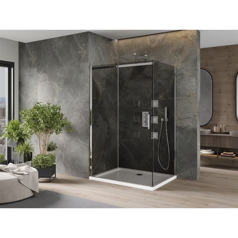 MEXEN/S - Omega sprchovací kút 100 x 80, grafit, chróm + vanička so sifónom 825-100-080-01-40-4010 2
