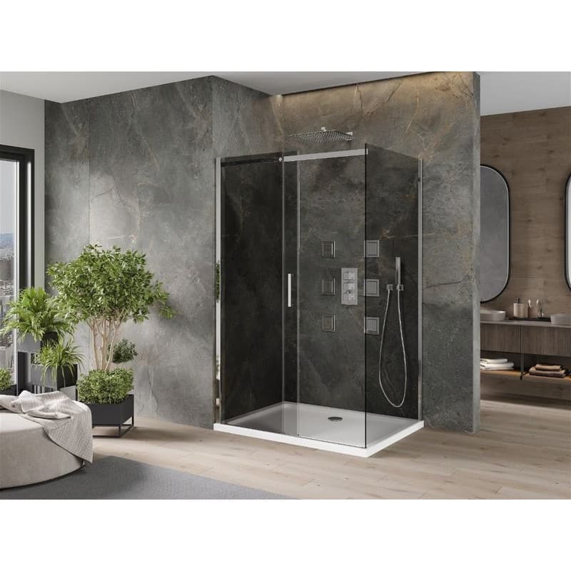 MEXEN/S - Omega sprchovací kút 100 x 80, grafit, chróm + vanička so sifónom 825-100-080-01-40-4010 3