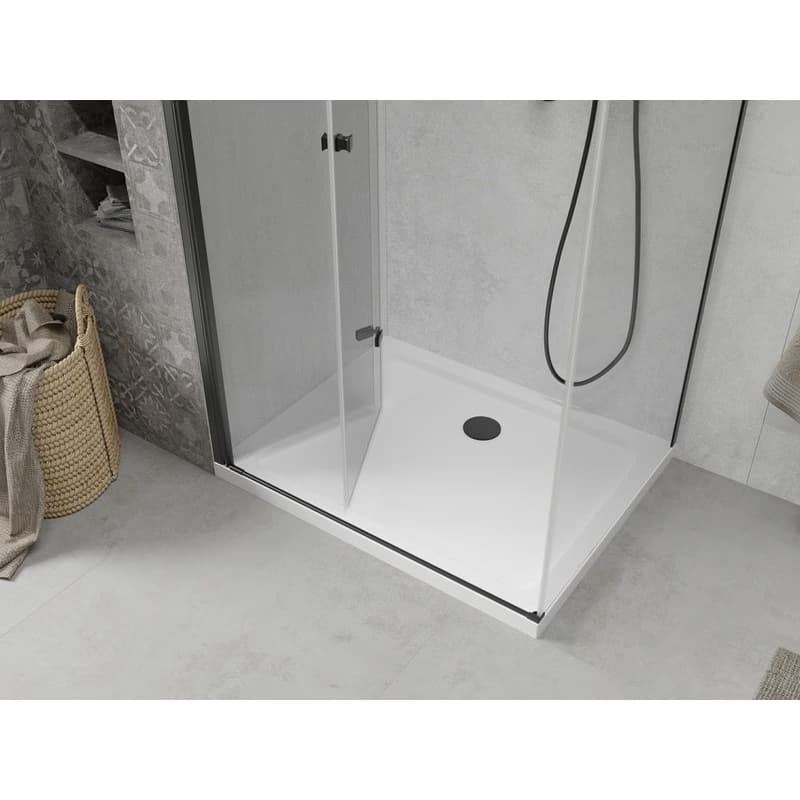 MEXEN/S - Lima sprchovací kút 100x80, transparent, čierna + biela vanička so sifónom 856-100-080-70-00-4010B 6