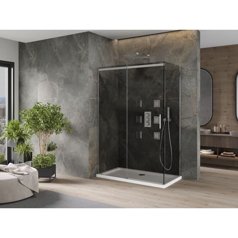 MEXEN/S - Omega sprchovací kút 130 x 70, grafit, chróm + vanička vrátane sifónu 825-130-070-01-40-4010 2