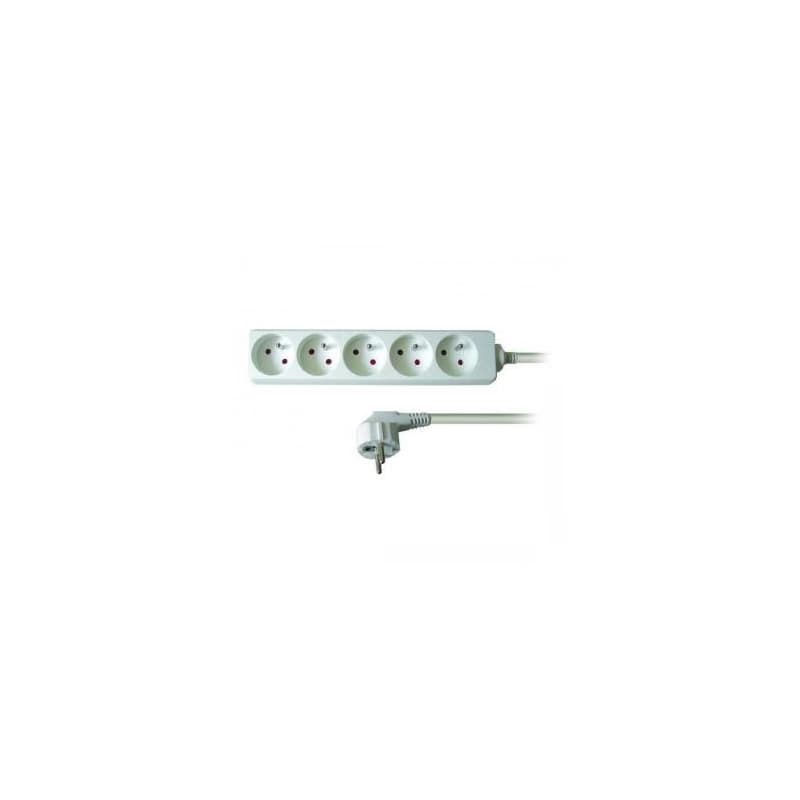 Síťový kabel 230V predlžovací, CEE7 (vidlica) - zásuvka 5x, 3m, VDE approved, biely, DOPRADE