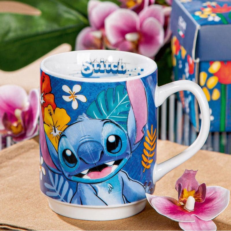 Porcelánový hrnček Stitch, modrý 1