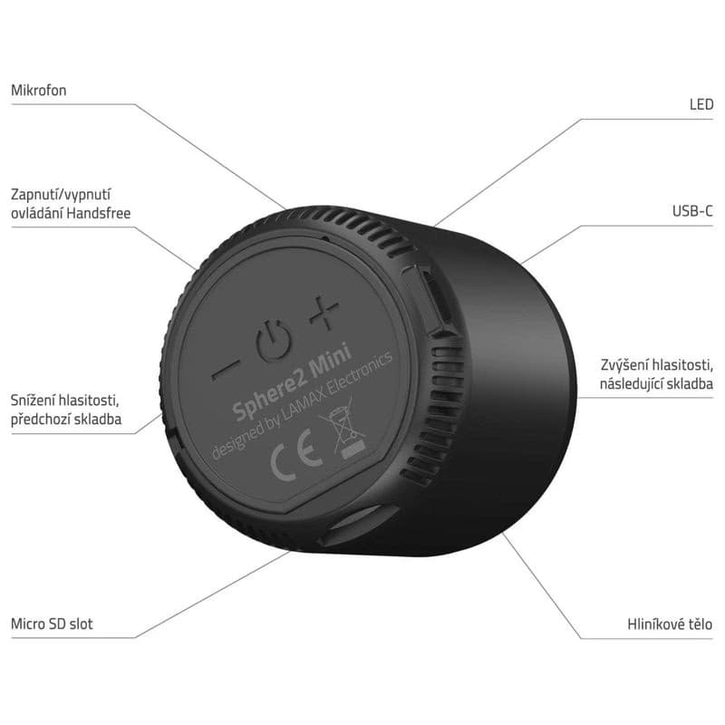 LAMAX Sphere2 Mini Bluetooth reproduktor, USB-C 5