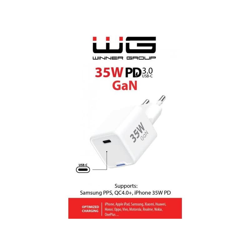 WG - Sieťová nabíjačka GaN 1x USB-C, PD 35W, biela 2