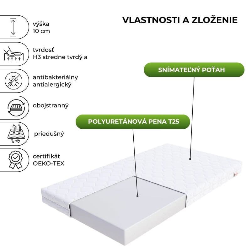 FDM Penový matrac BRESSO 10 Microfibra | 100 x 200 cm 2