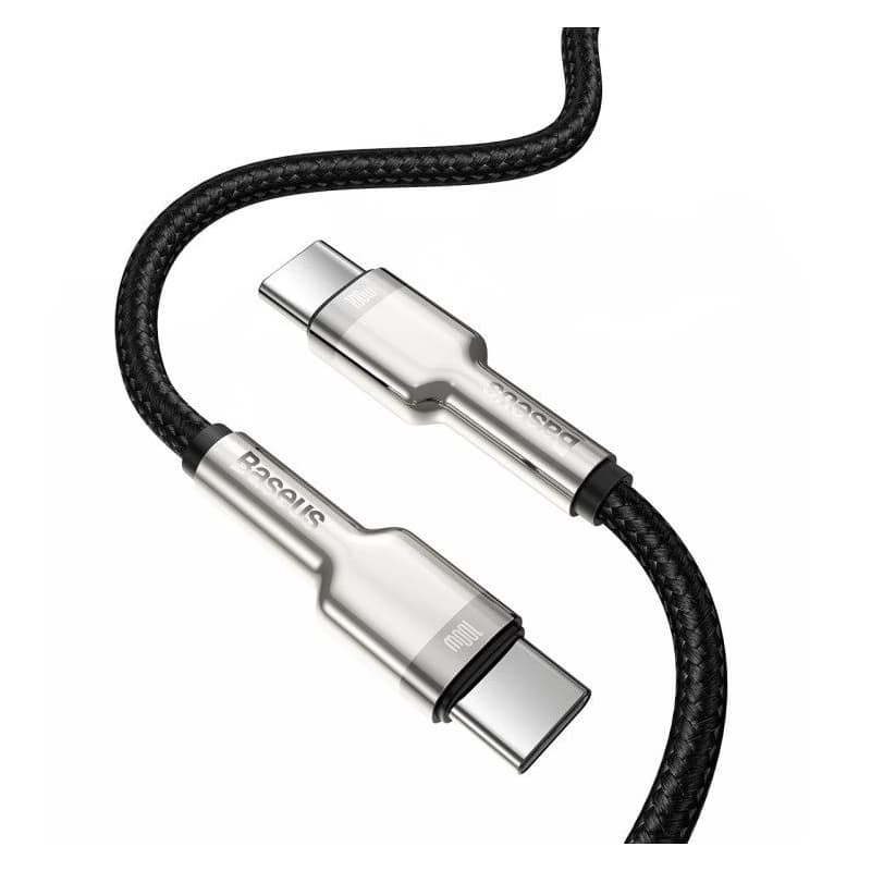 Baseus Cafule Series nabíjací / dátový kábel USB-C samec na USB-C samec s kovovými koncovkami 100W 2m, čierna 2