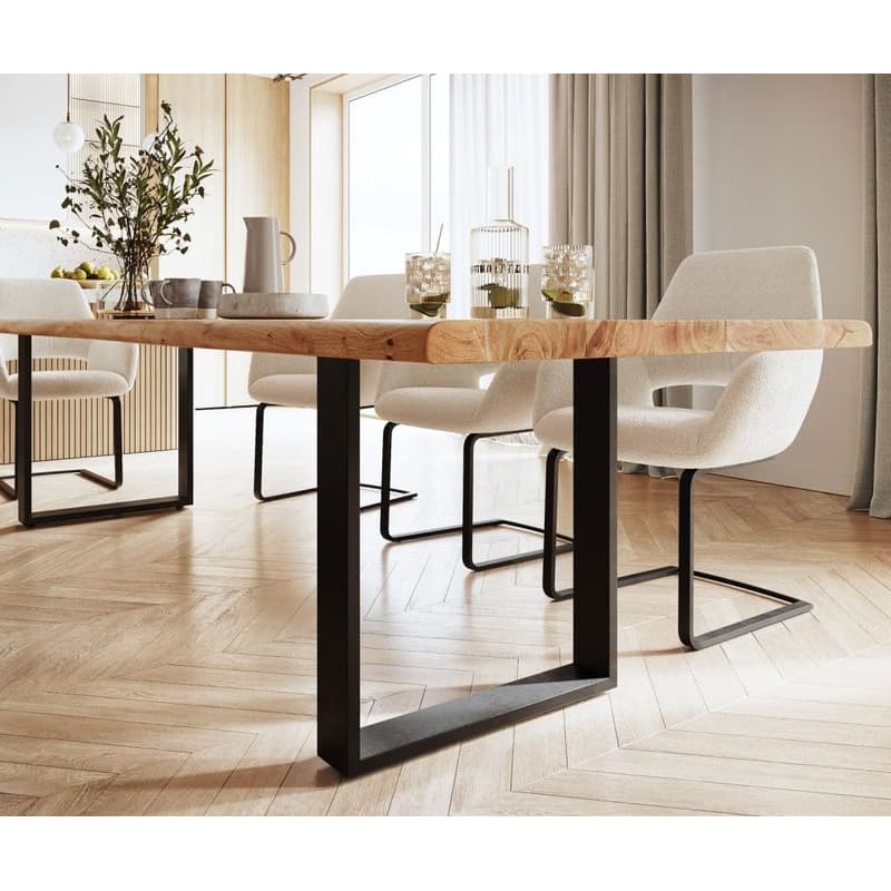 Jedálenský stôl Edge 300x100 XL akácia prírodná kov čierna Live-Edge 5