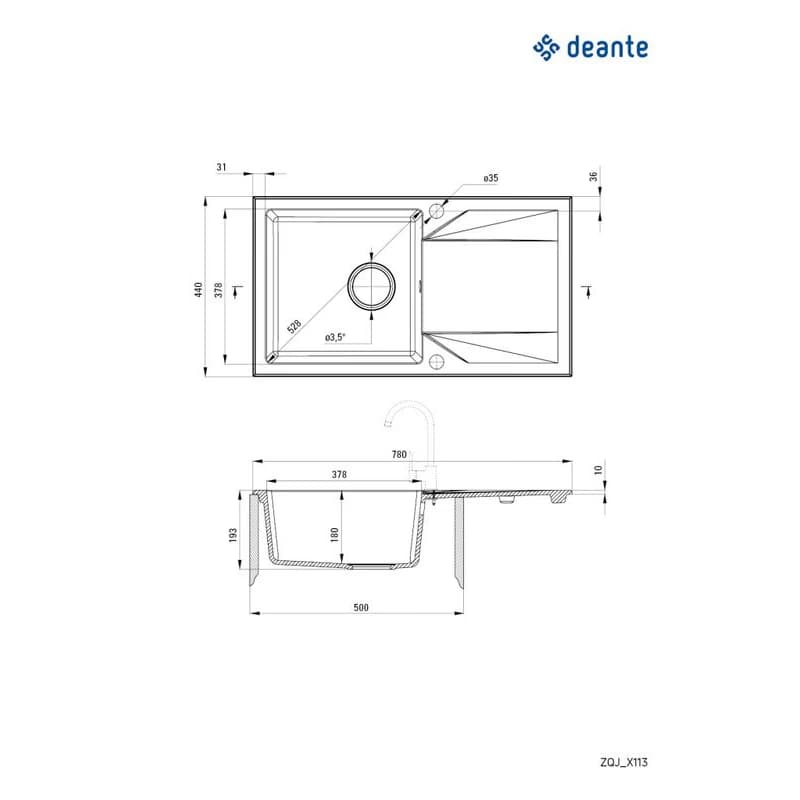 DEANTE DEANTE - Evora beige - Granitový drez s odkvapkávačom ZQJ_5113 4