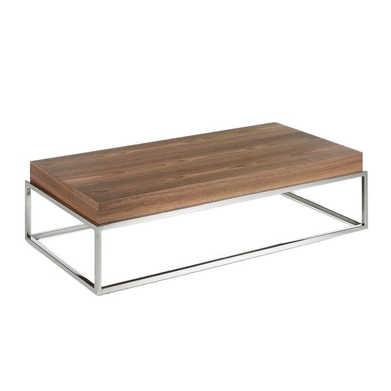 Estila Luxusný minimalistický obdĺžnikový konferenčný stolík Vita Naturale z hnedého orechového dreva s chrómovou podstavou 123 cm 1