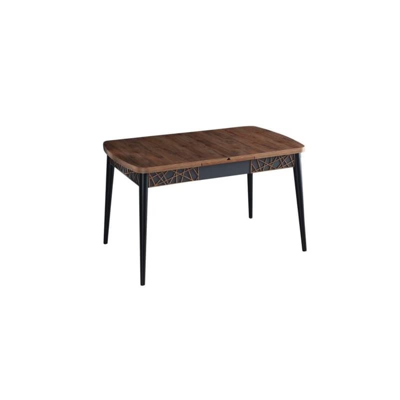 Extendable Dining Table Amalfi Motif - Walnut, Black 2