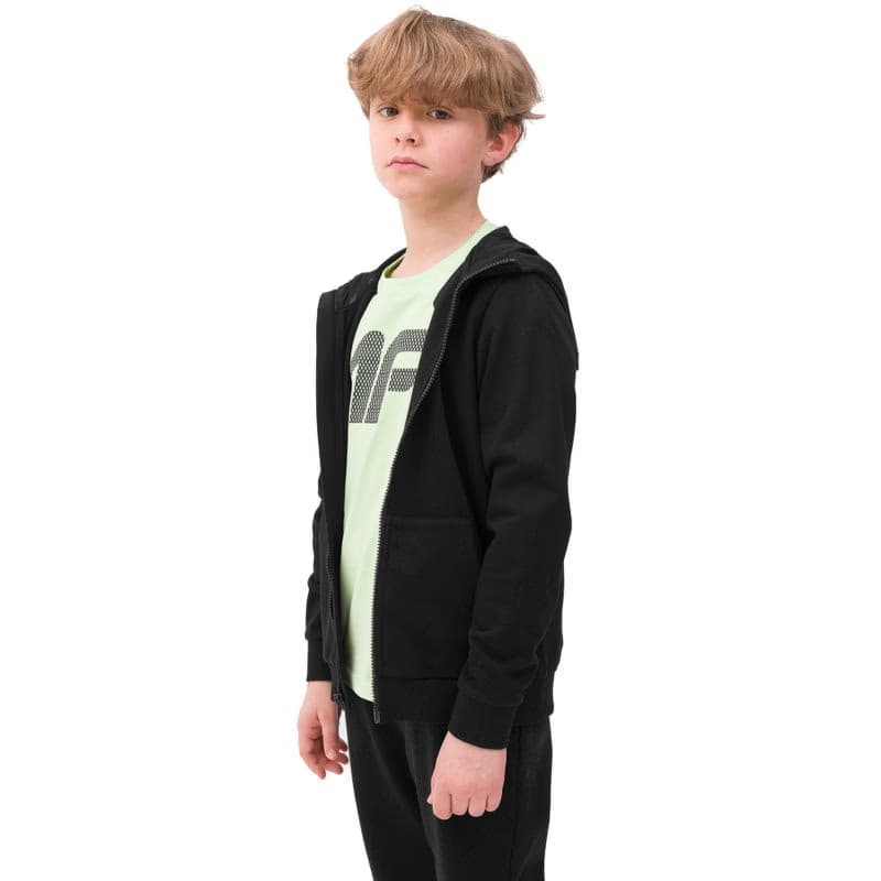 Chlapčenská mikina so zipsom 4F JUNIOR SWEATSHIRT-4FJWSS24TSWSM0926-20S-DEEP BLACK 3