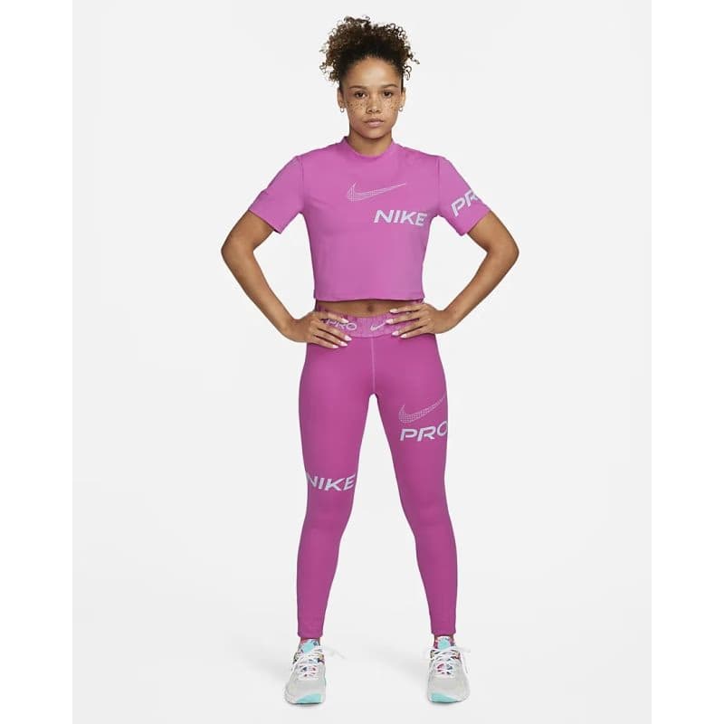 Dámske tréningové tričko s krátkym rukávom NIKE PRO W NP DF GRX SS CROP TOP-Pink 4
