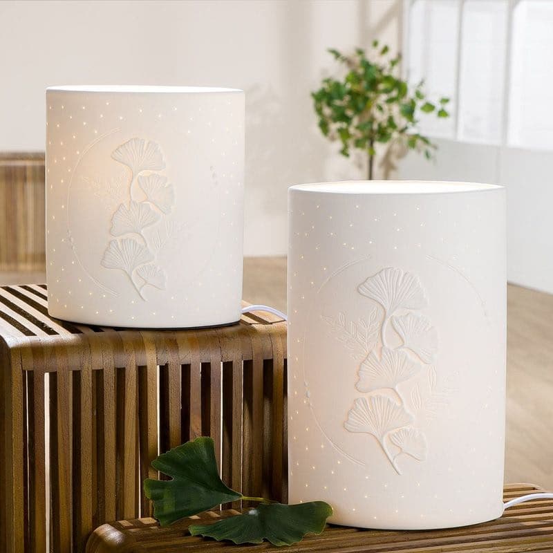 Porcelánová lampa s motívom ginka "Ginkgokranz" 1