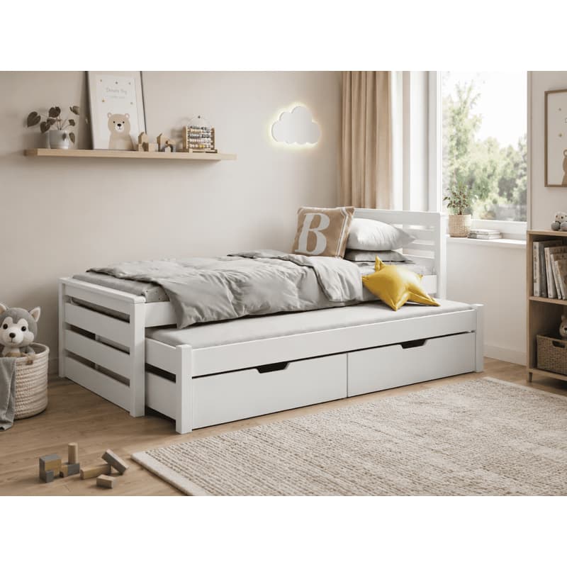 ArtBed Detská posteľ s prístelkou CALWIN | biela 80 x 180 cm 1