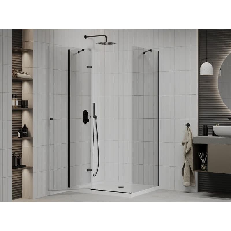 MEXEN/S - Roma sprchovací kút 110x80, transparent, čierna + biela vanička so sifónom 854-110-080-70-00-4010B 3