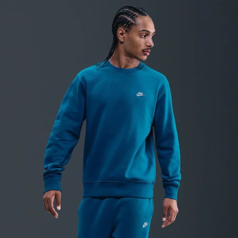 Pánska zateplená mikina NIKE M NK CLUB BB CREW GREEN ABYSS WHITE 2