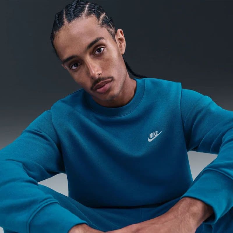 Pánska zateplená mikina NIKE M NK CLUB BB CREW GREEN ABYSS WHITE 3