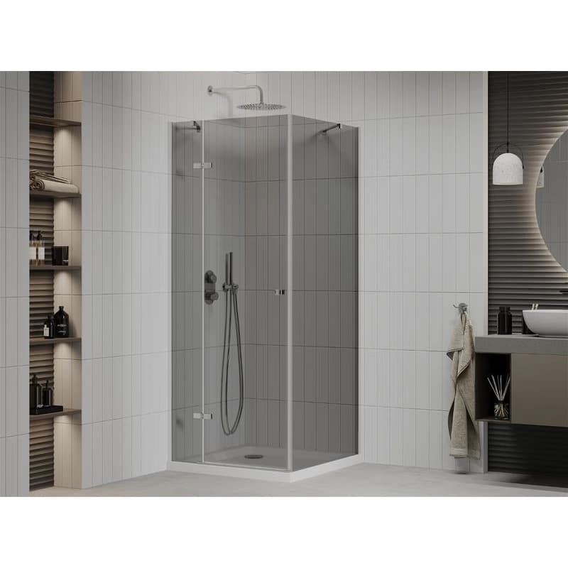 MEXEN/S - Roma sprchovací kút 100x100, grafit, chróm + biela vanička so sifónom 854-100-100-01-40-4010 2