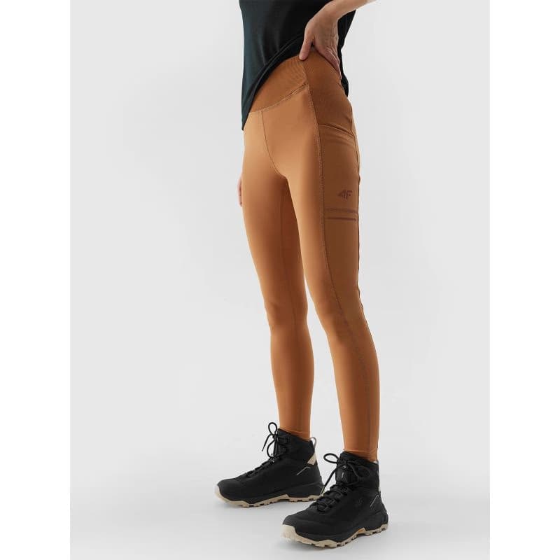 Dámske turistické legíny 4F TROUSERS FNK-WSS24TFTRF580-82S-LIGHT BROWN 2