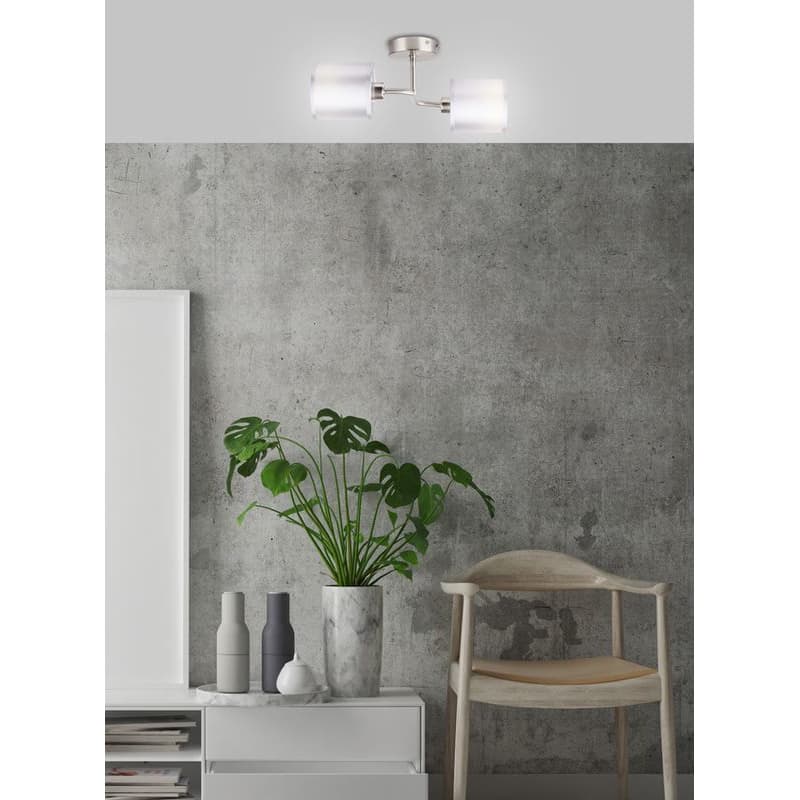 Dvojitá nástenná lampa, saténovo-niklové tkané tienidlo, 2x40W, Saxofón 1