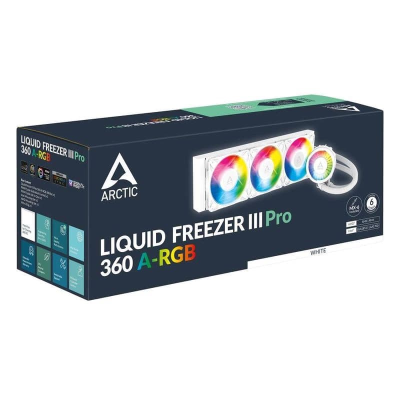 ARCTIC Vodný chladič Liquid Freezer III 360 Pre ARGB, 3x120mm, AM5, LGA1851, biela 4