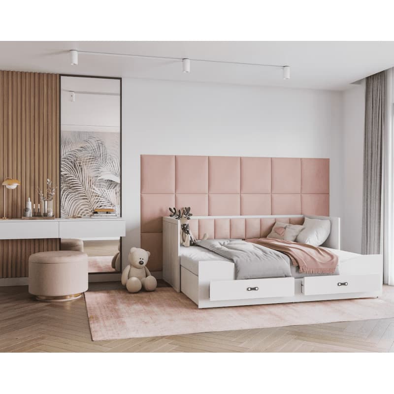 ArtAJ Rozkladacia posteľ EMMELINE s matracom | biela/ružová 80 x 200 cm 6