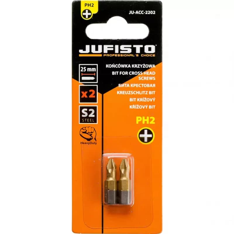 Krížový bit, titánový S2, PH2 x 25 mm, 2 ks, Jufisto 1
