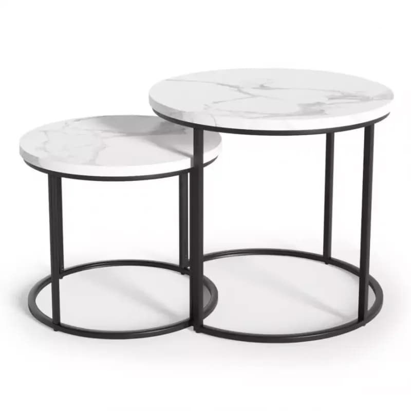Konferenčný stolík Oreo biely mramor/čierna 1