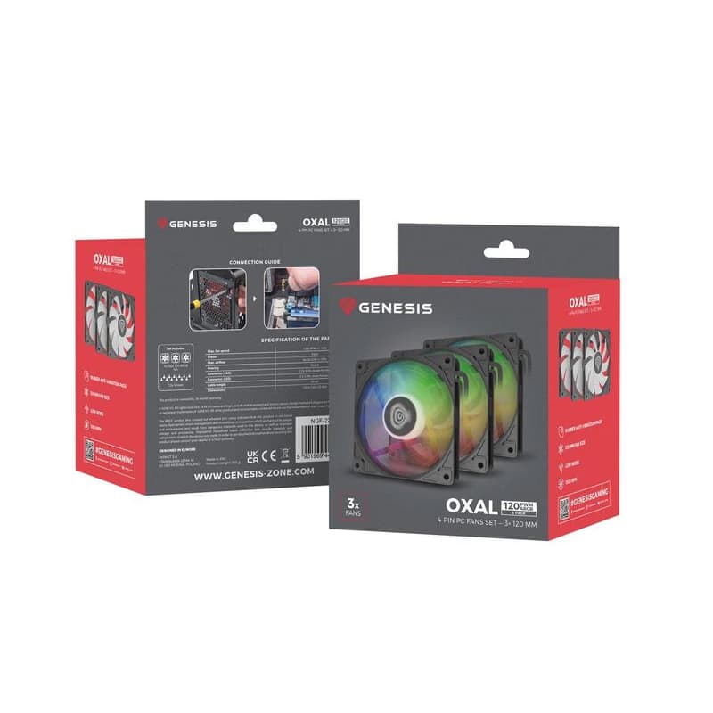 Ventiátor Genesis OXAL 120 ARGB, 3-Pack, čierny 2