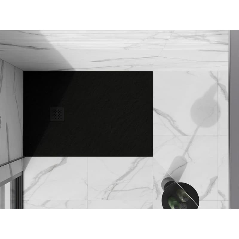 MEXEN/S - Stone+ obdĺžniková sprchová vanička 130 x 80, čierna, mriežka čierna 44708013-B 4