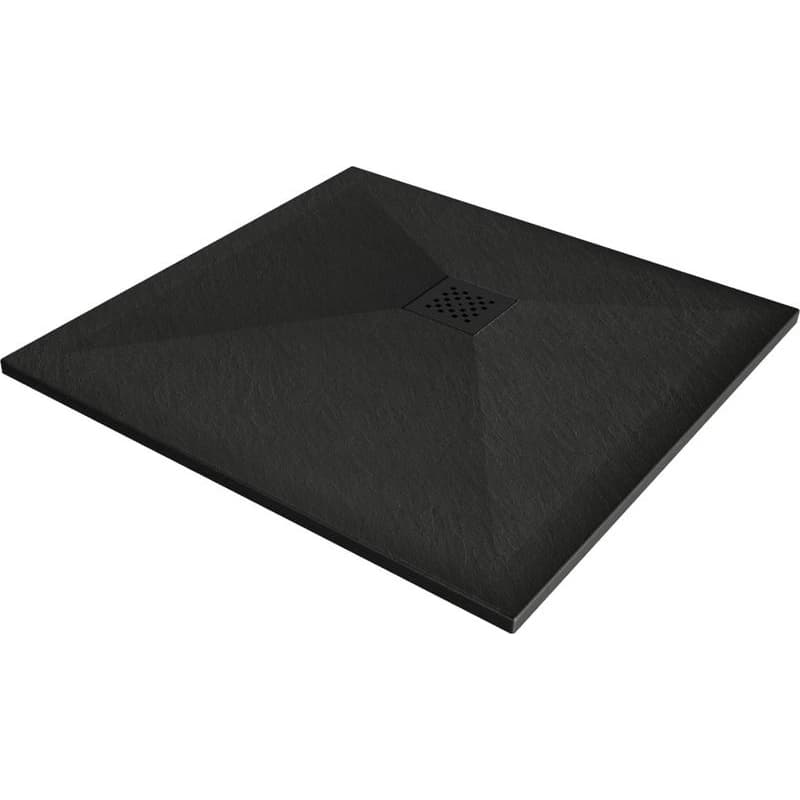 MEXEN/S - Stone+ štvorcová sprchová vanička 90 x 90, čierna, mriežka čierna 44709090-B 1