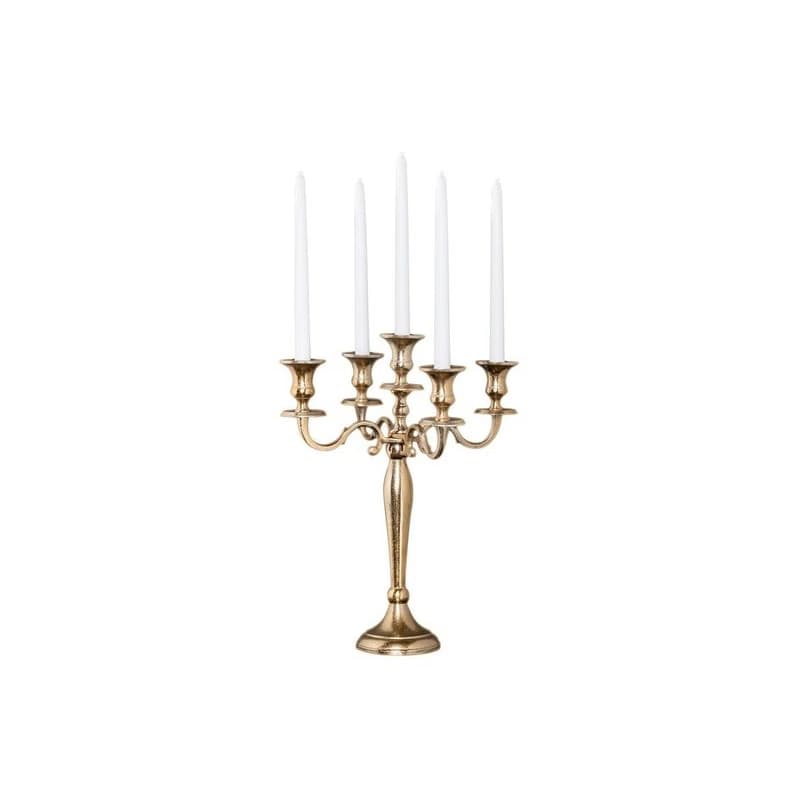 Estila Zámocký kovový zlatý svietnik Gold Barock s piatimi držiakmi na sviečky 40 cm 1