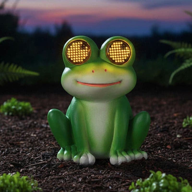 LED solárna záhradná socha žaby 1