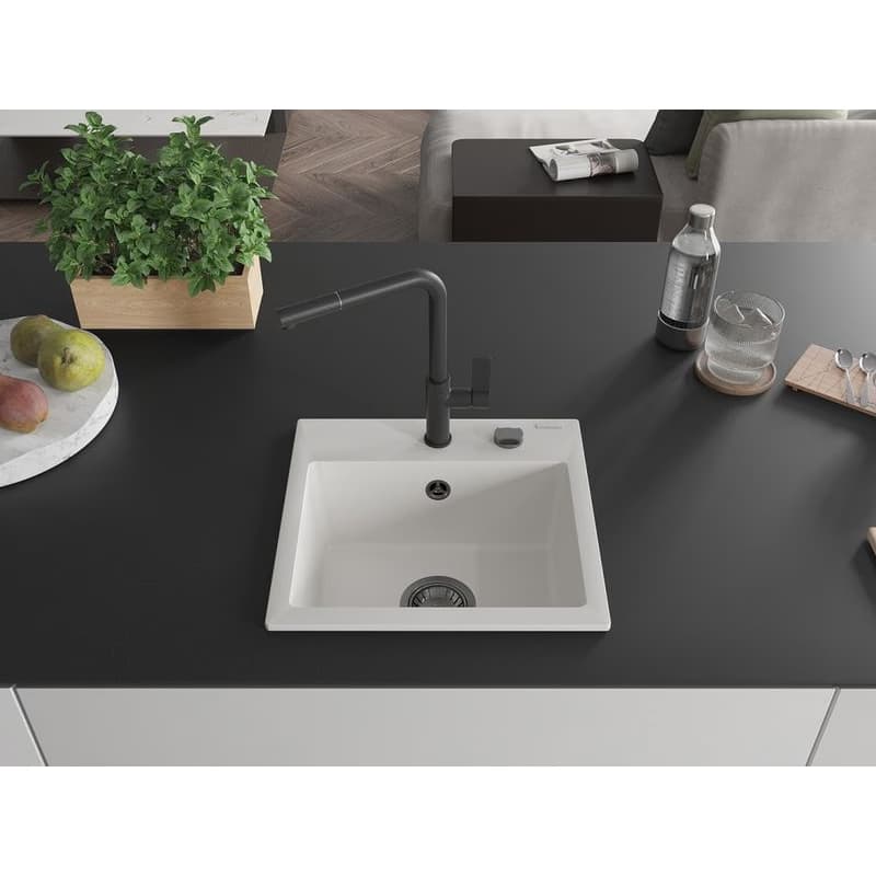 MEXEN/S MEXEN/S - Milo granitový drez 1-miska vrátane batérie Flora, biela 6505-20-670401-70-B 3