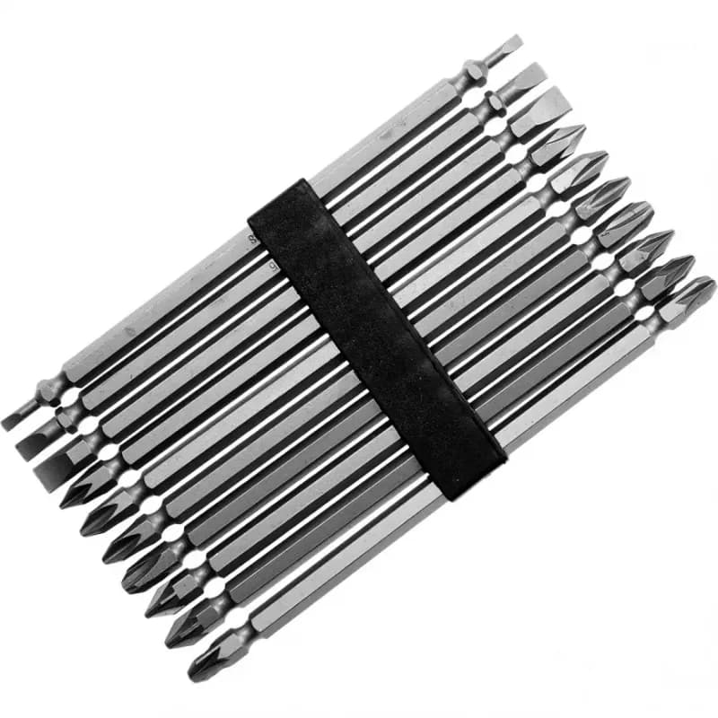 Skrutkovacie bity, SL3/5/7, PH1/2/3, PZ1/2/3 x 150 mm, sada 10 ks, Drel 1