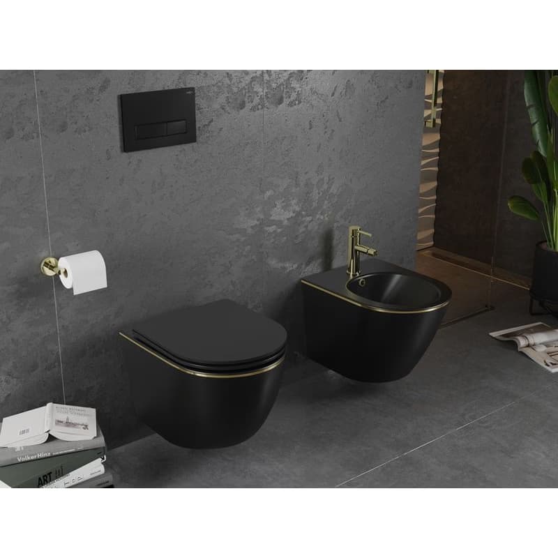 MEXEN - Lena bidet závesný, čierna mat/zlatá linka 35224875 2