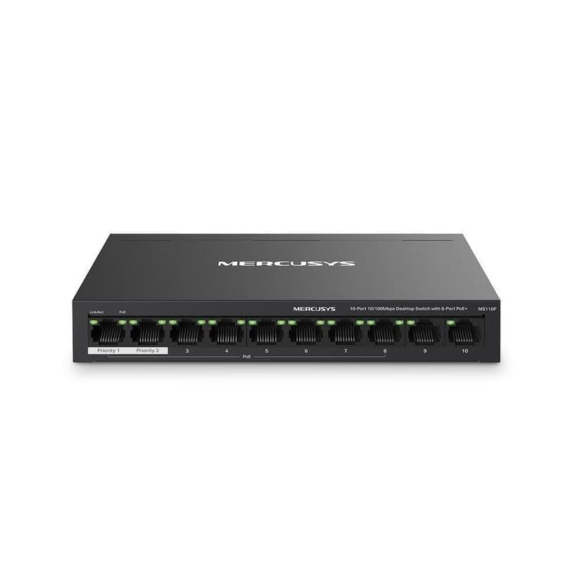 MERCUSYS switch MS110P (10x100Mb/s, 8xPoE+, 65W, fanless) 1