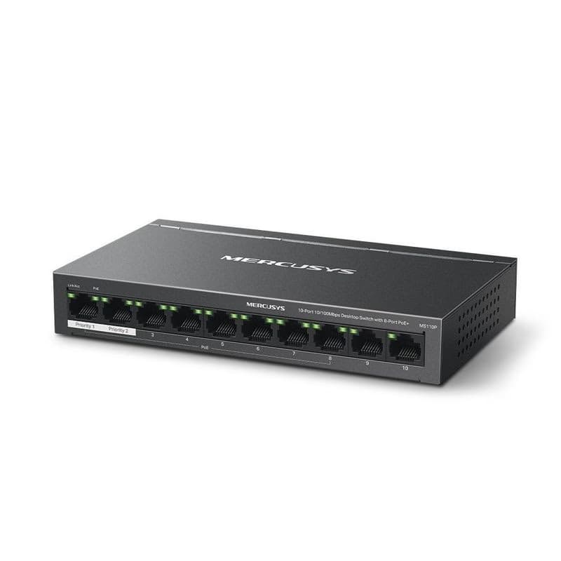 MERCUSYS switch MS110P (10x100Mb/s, 8xPoE+, 65W, fanless) 2