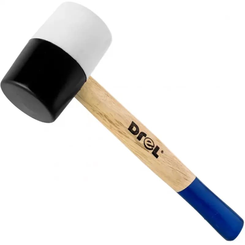 Gumové kladivo, guma čierna-biela, drevená rukoväť, 680 g, Drel 1