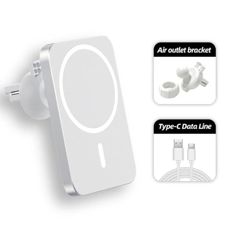 1stCOOL bezdrôtová QI nabíjačka 15W, magnetická, do auta, MagSafe kompatibilná, biela 2