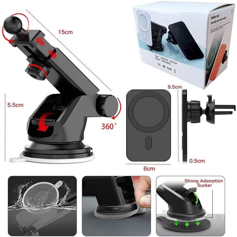 1stCOOL bezdrôtová QI nabíjačka 15W, magnetická, do auta, MagSafe kompatibilná, biela 3