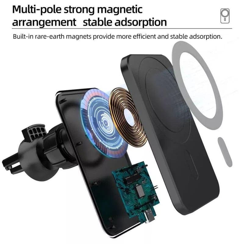1stCOOL bezdrôtová QI nabíjačka 15W, magnetická, do auta, MagSafe kompatibilná, biela 4