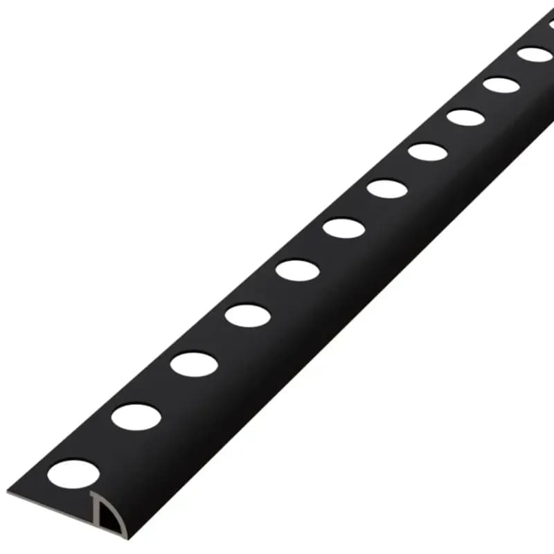 Rohový profil polkruh čierny mat práškovaný 10,5 mm x 270 cm