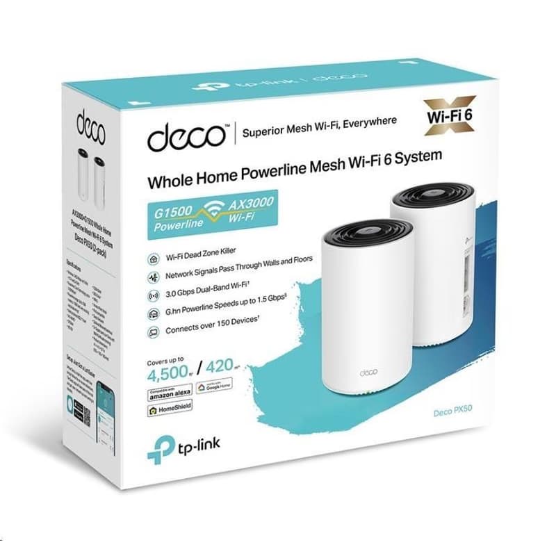 TP-Link Deco PX50 (2-pack) WiFi6 Powerline Mesh (AX3000, 2, 4GHz/5GHz, 3xGbELAN/WAN) 4