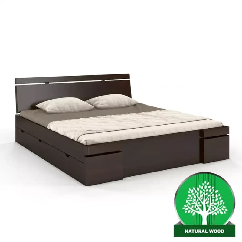 Posteľ borovicová Skandica Sparta maxi+zásuvka 200X200 palisander 1