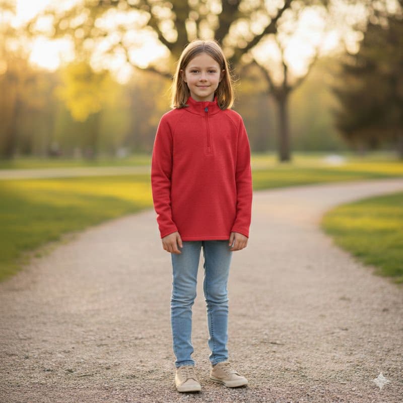 Dievčenská lyžiarska mikina s 1 2 zipsom COLOR KIDS Fleece Pulli - Stretch-5380-Diva Pink 6